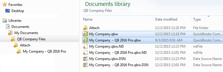 QuickBooks Company File Name