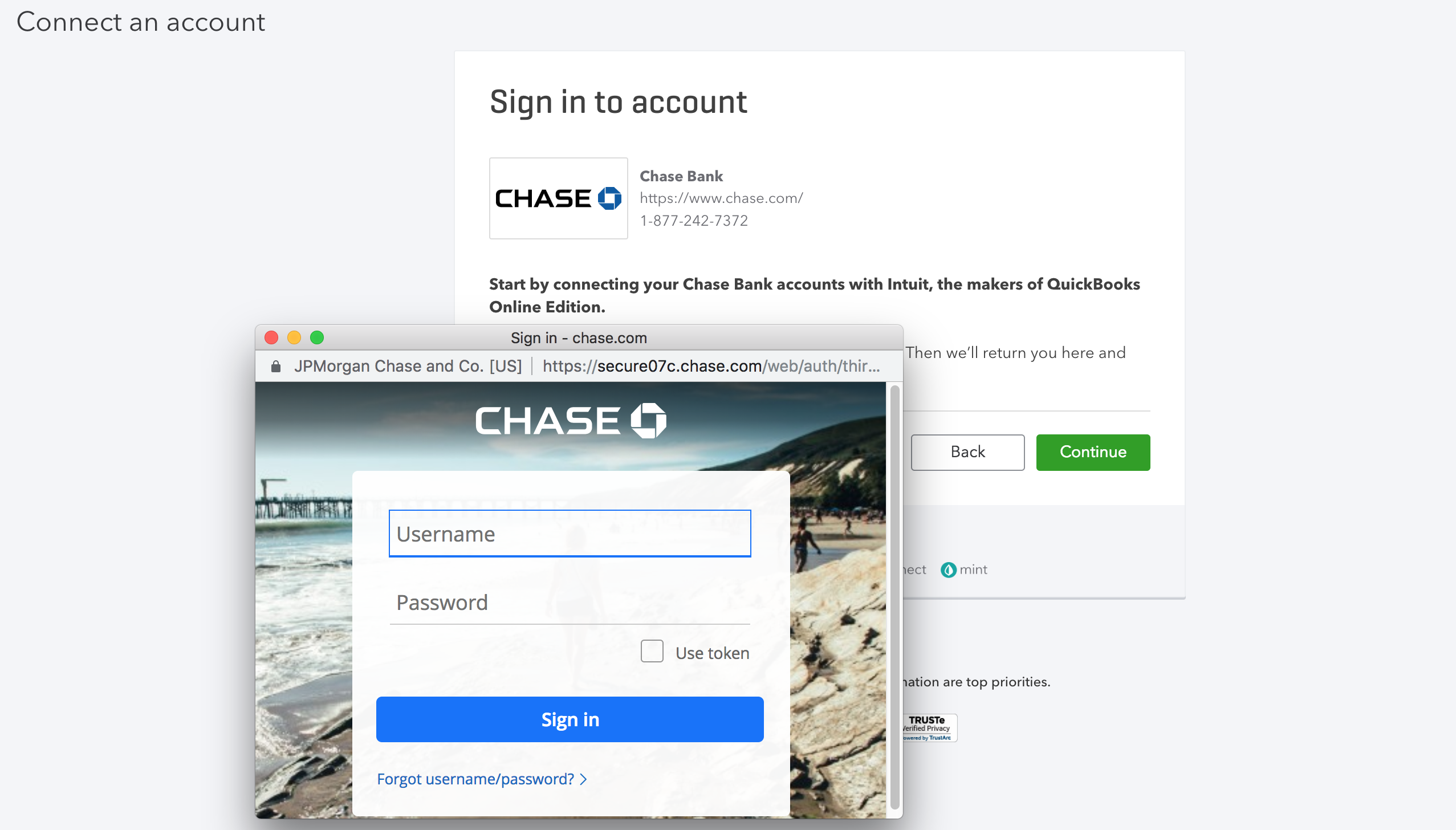 QuickBooks Sign in to your Bank Account