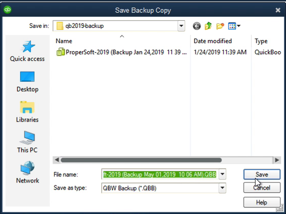 Save Backup Copy in QuickBooks