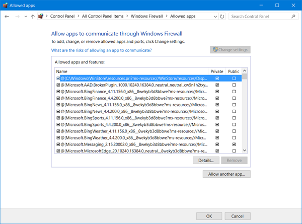 Allow apps to communicate through Windows Firewall