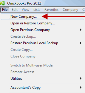 Create a New Company File in QuickBooks