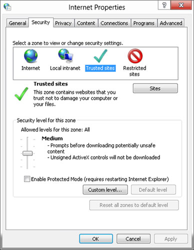 Internet Security Settings