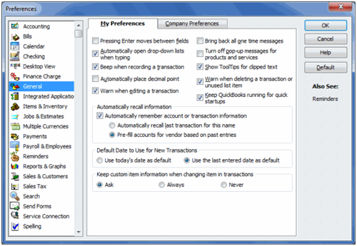 QuickBooks Desktop Preferences