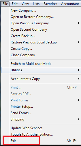 Exit QuickBooks Desktop