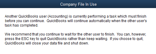 QuickBooks Company File in Use