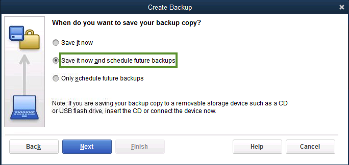 QuickBooks Only Schedule Future Backups