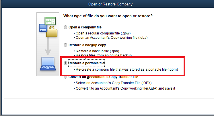 QuickBooks Restore a Portable File