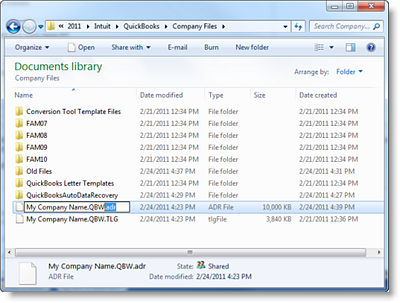 Rename QuickBooks TLG File