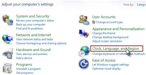Change Clock Language and Region Settings