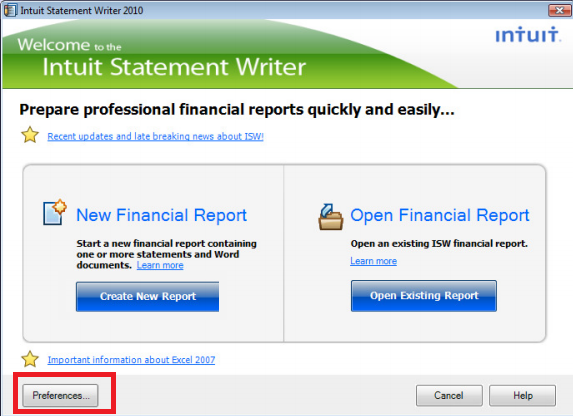 Intuit Statement Writer Preferences
