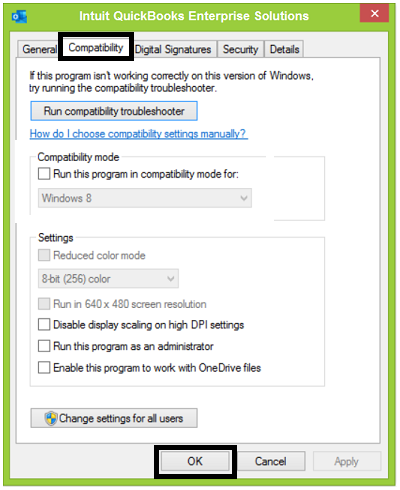 QuickBooks Compatibility Tab