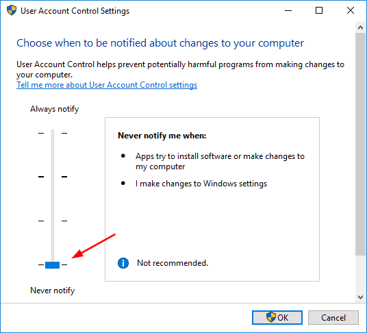 Windows User Account Control Settings
