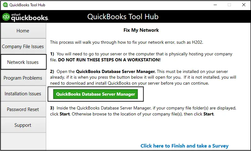 fix firewall using QB database server manager