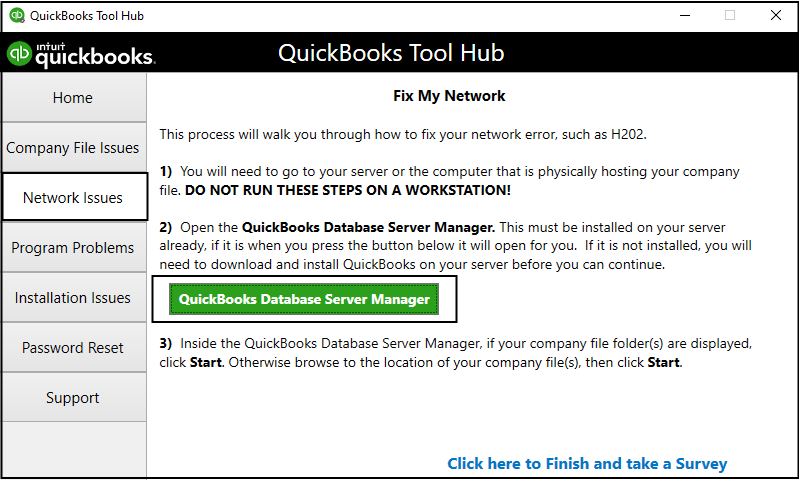 Run QuickBooks Database Server Manager 