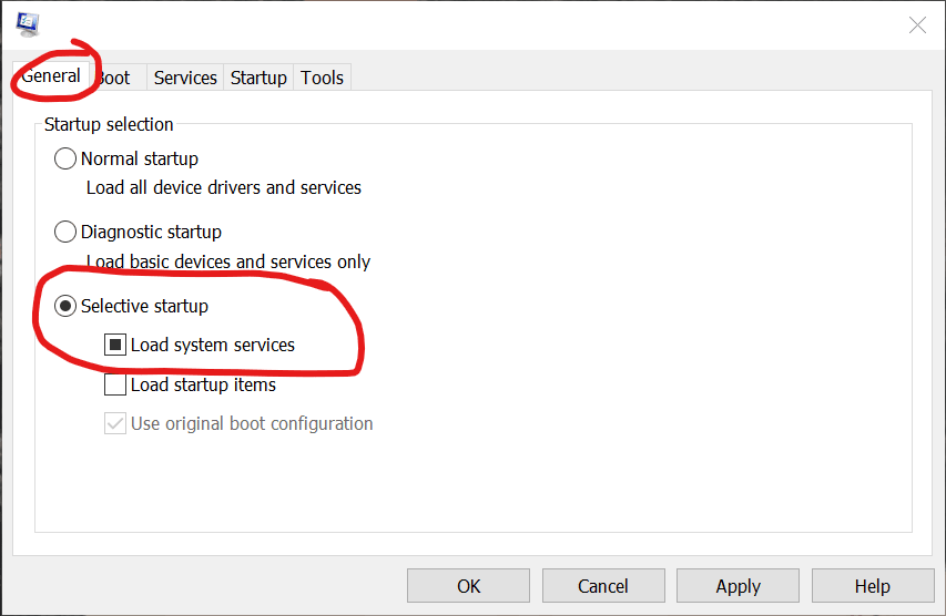 Uncheck Load startup items