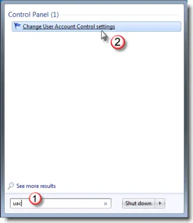 Change user account control settings