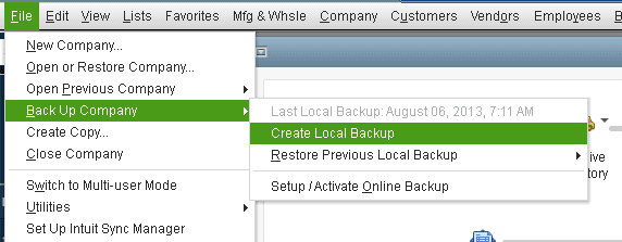 create local backup
