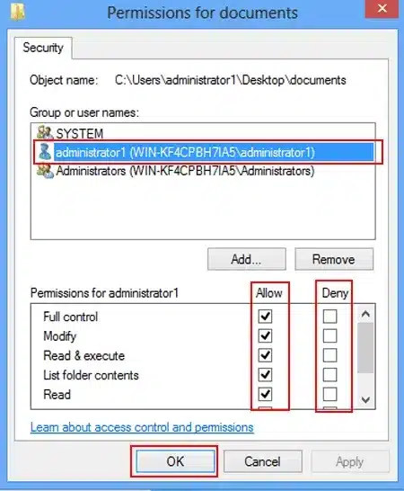 Modify the permission as required