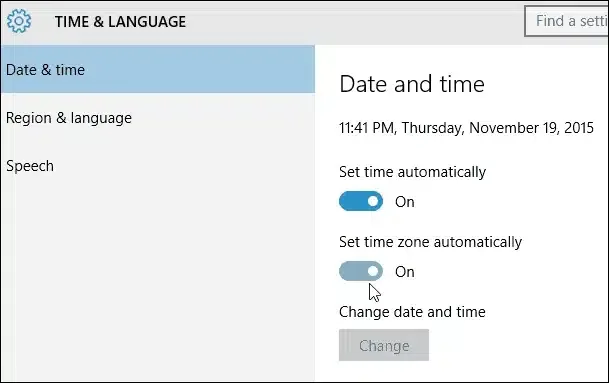 Date and time setting