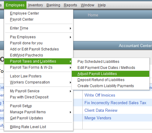 adjust payroll liabilities