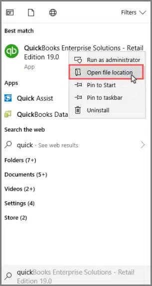Open QuickBooks File Location